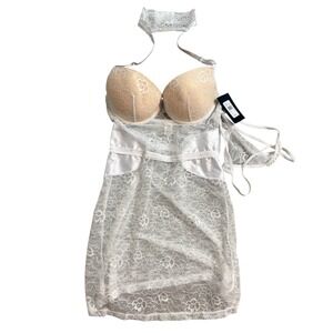 NWT Fredericks of Hollywood Mirella Lingerie Set Lace Bra Bralette & Thong M